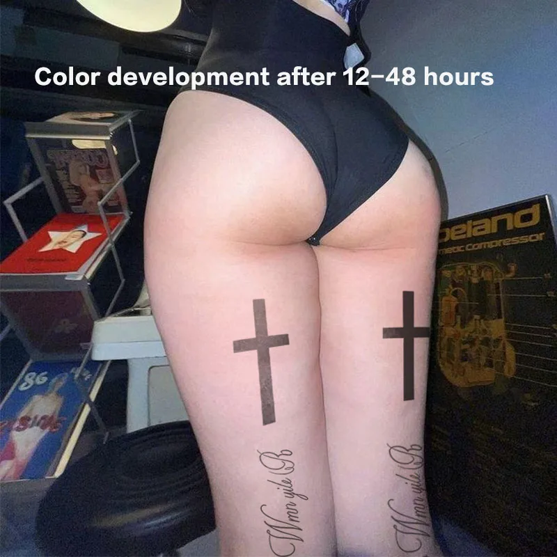 Cross Sexy English Herbal Juice Tattoo Stickers Fake Tatto Temporary Tattoos Must Tattoo Woman Punk 2025 Tatoo Waterproof Cheap