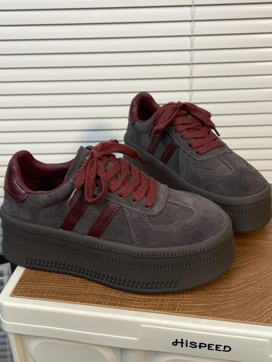 

Модные женские повседневные спортивные туфли с цветными блоками, на толстой подошве, с круглым носком, на среднем каблуке, с глубоким вырезом, для ежедневной носки