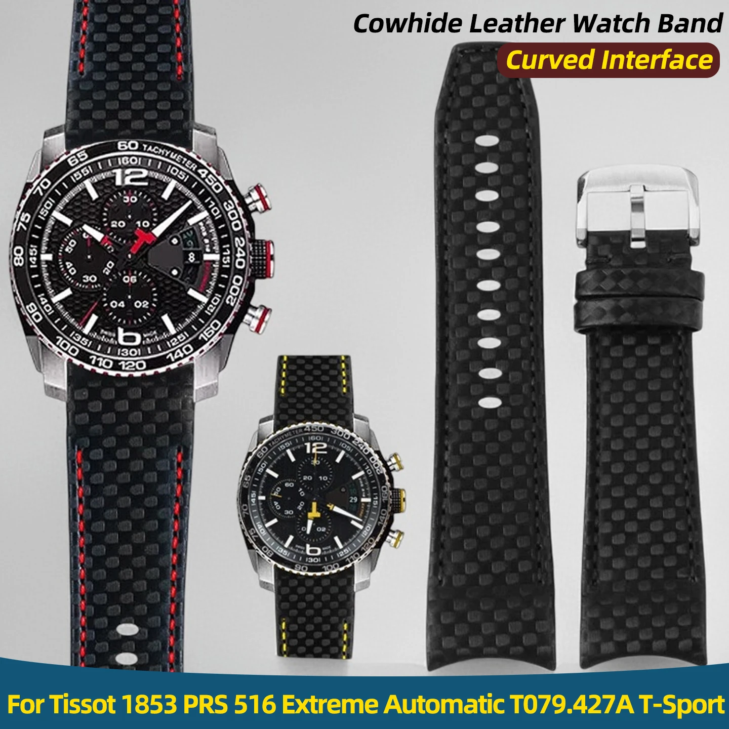 

Ремешок для часов из воловьей кожи 23 мм для Tissot 1853 PRS 516 Extreme Automatic T079.427A серии T-Sport, ремешок для часов с изогнутым интерфейсом