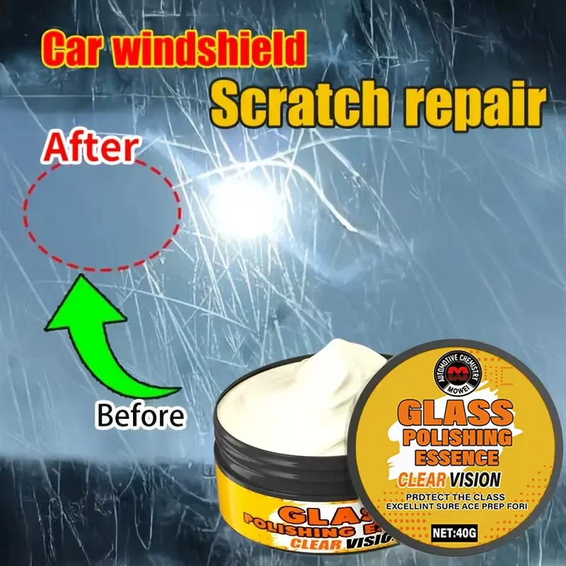 Pasta de reparo de arranhões em vidro, fórmula profissional de óxido de cério, remove arranhões finos de janelas de carro, para-brisas e espelhos retrovisores