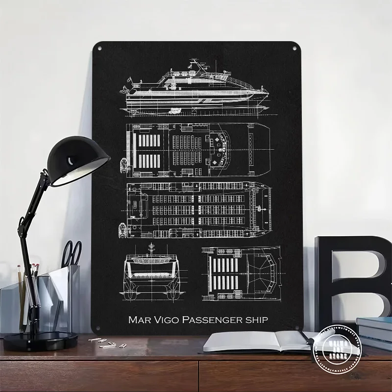 Mar Vigo Passenger Ship Poster Customized Vintage Metal Signs Wall Art Retro Tin Plaque for Bedroom Decoration Gaming Desk Decor