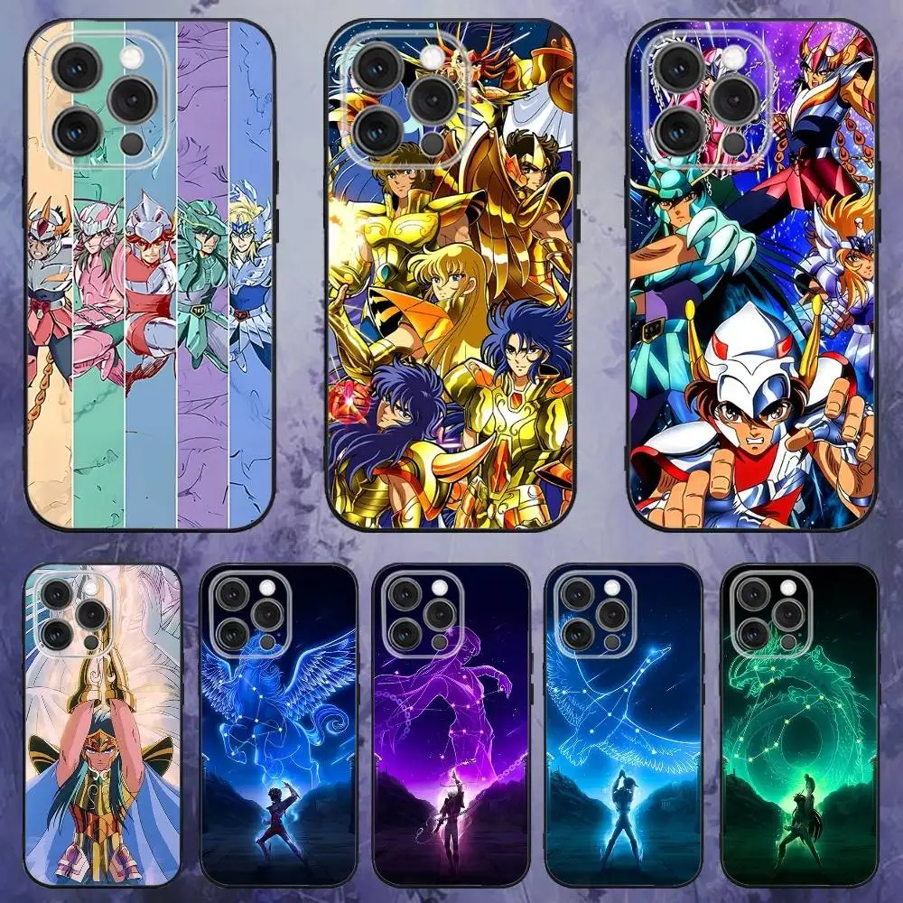 

Phone Case For iPhone 17,16,15,14,13,12,Pro,Max,Plus,E,SE4,Air,Mini S-Saint Seiya Knights Zodiac Black Soft Box
