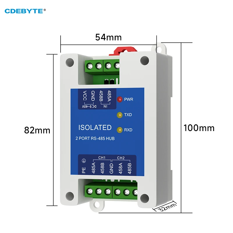 Industrial Grade 2-way RS485 Repeater Power Signal Isolation CDEBYTE E810-R12 ESD DC 9-40V Rail Mounting High Speed Transparent