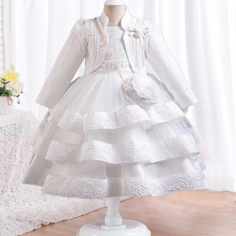 Elegant girl wedding party Flower Girls Evening dress 3-Piece Set girl Graduation Dinner Dress 4-12 Y