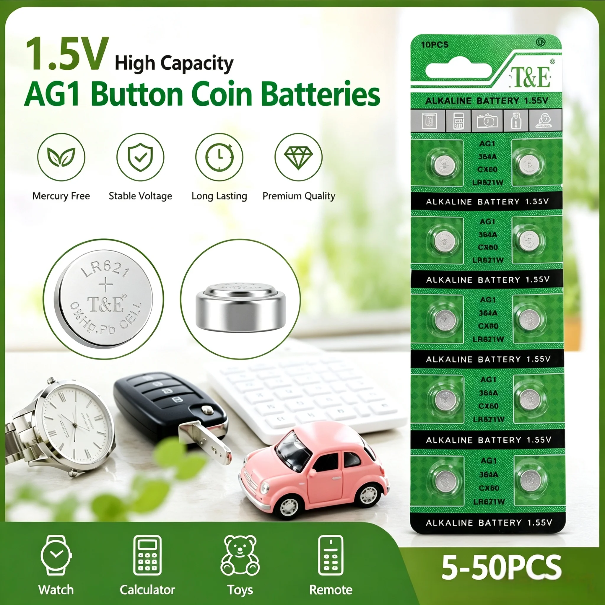 5-50PCS Button Battery AG1 LR621 364 164 531 SR621 SR621SW SR60 CX60 1.5V Cell Coin Batteries For Watch Toys Remote