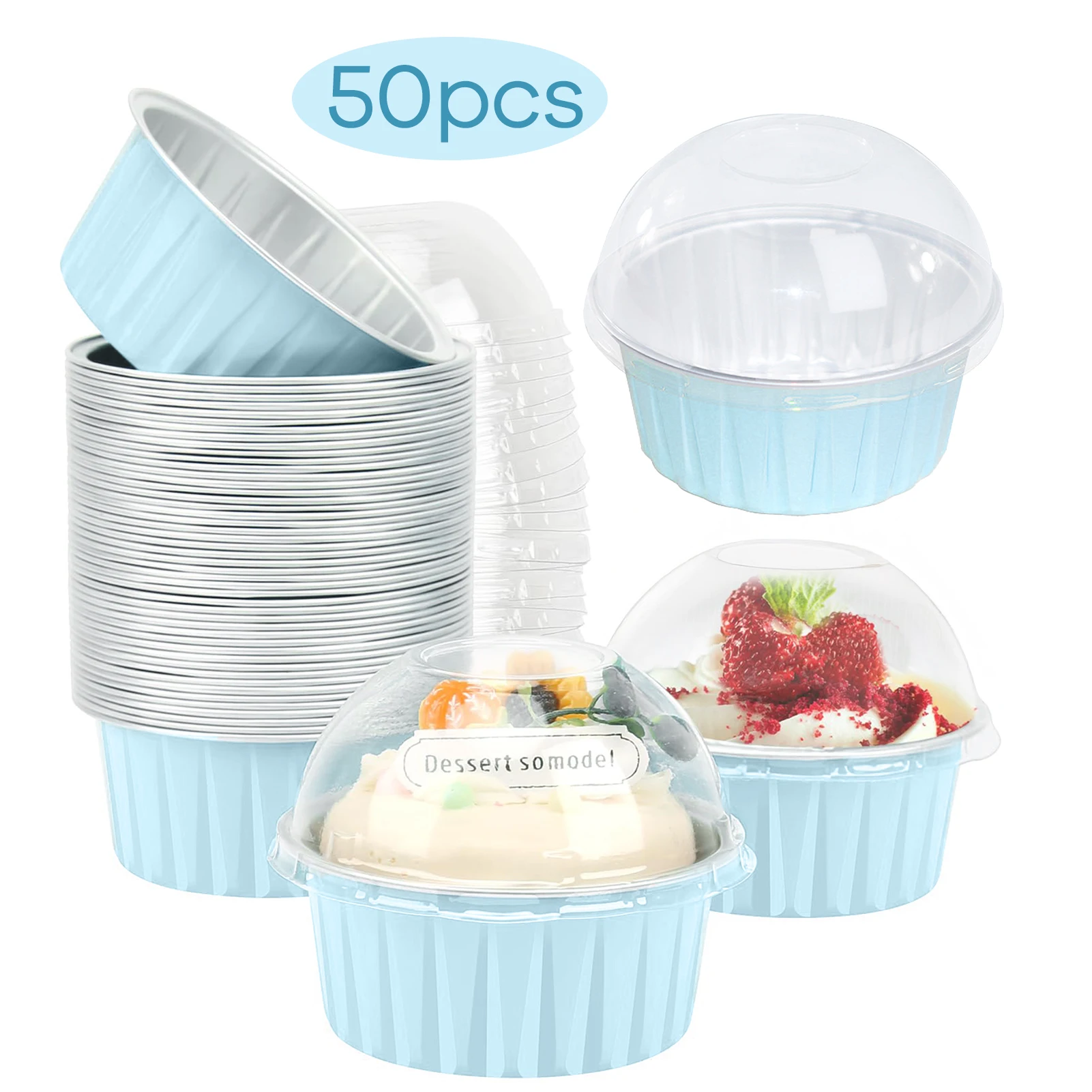 20PCS Reusable Aluminum Foil Cup Pudding Cake Mold Air Fryer Tinfoil Box Small Baking Tray Tinfoil Cups Baking Pastry Tools FU view 6