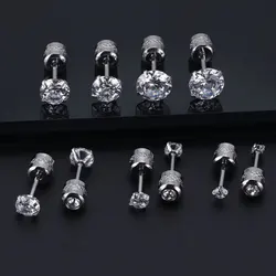 2 adet paslanmaz çelik Mini kristal CZ vida saplama küpe kulak kemik tırnak kıkırdak sarmal lob küpe kulak Piercing göbek takısı 20G