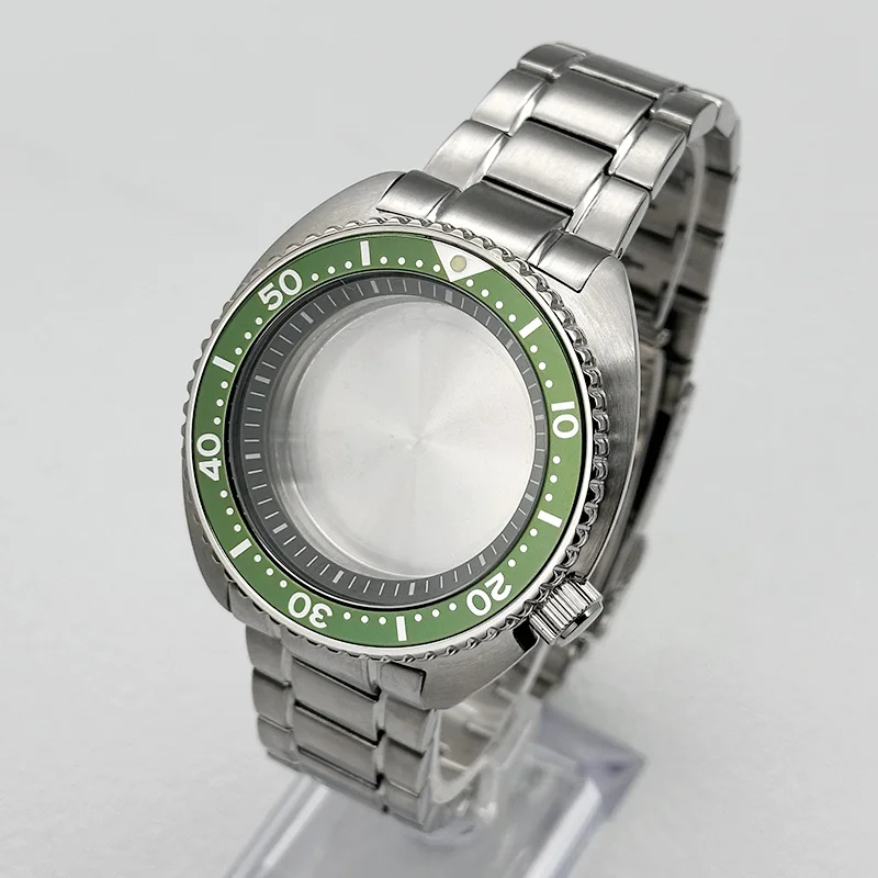 

NH35 Case 6105 Turtle Abalone Case With Steel Band Fits NH35 NH36 7S26 4R Movement 28.5mm Dial Sapphire Crystal Glass NH35 Case