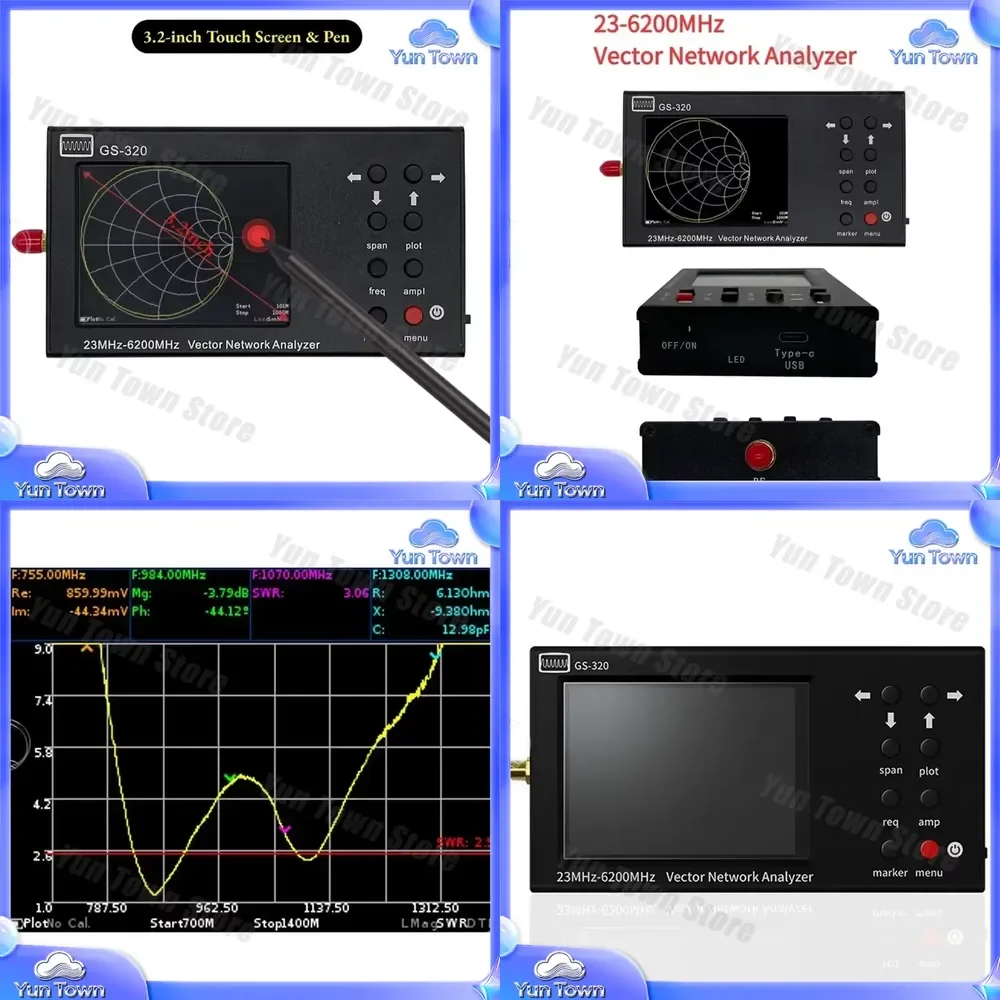 GS320 Vector Network Analyzer 6 GHz RF Antenna Analyzer for VNA SWR Measurement Voltage Standing Wave Ratio Tester for