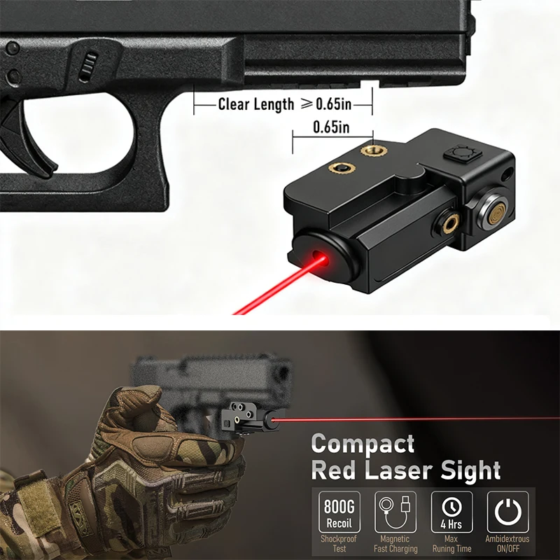 

EZshoot Red Laser Sight Rechargeable Compact Low Profile with Ambidextrous ON/Off Switch fits Pstol compatible with Picatinny