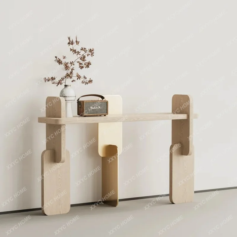 XX minimalist entrance building block solid wood wabi sandy wind floor entrance cabinet minimalist solid wood strip case