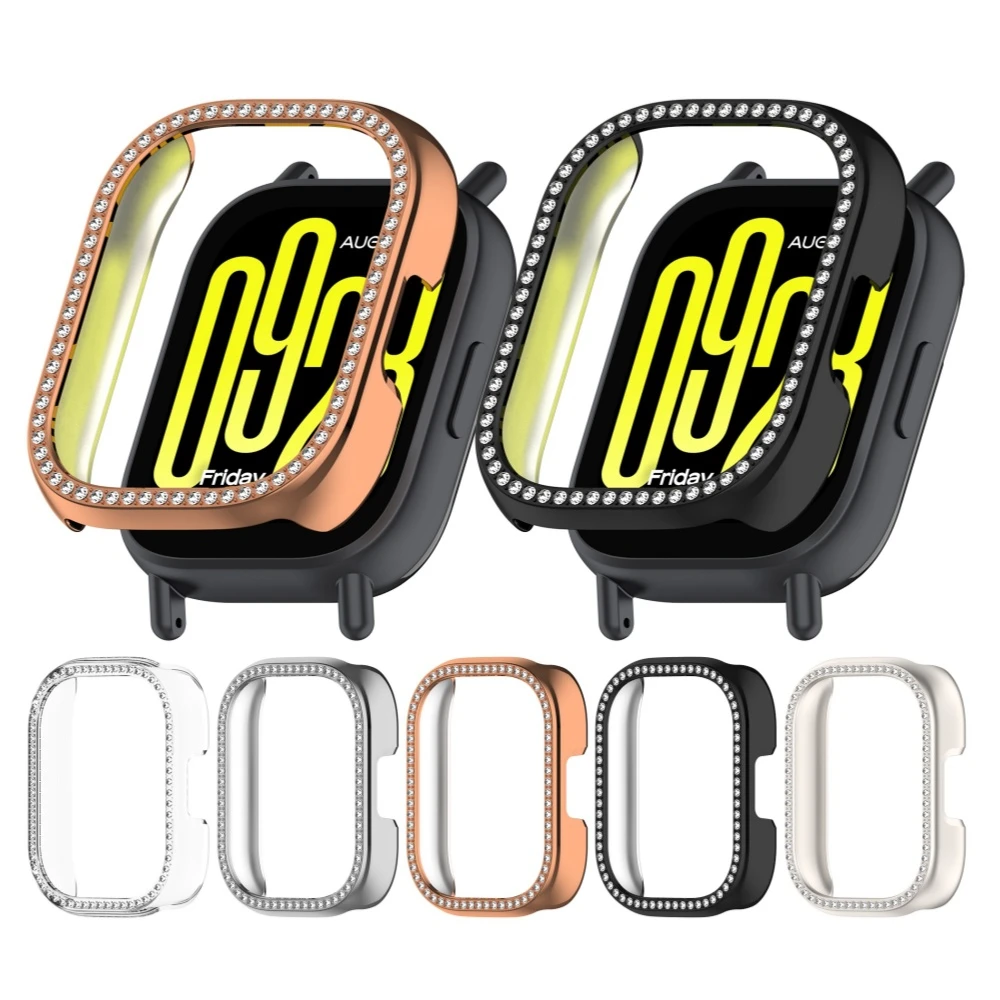 Redmi Watch 5 Lite용 커버 케이스 단일 행 다이아몬드 중공 보호 케이스