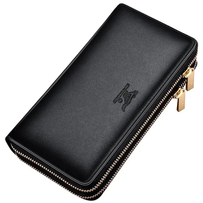 

Septwolves fashion brand men bag genuine leather men clutch bags business large capacity double zipper hand bag for