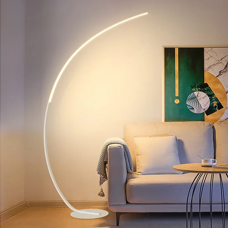 Modern LED Art Floor Lamps, Home Indoor, Sala de estar, Preto, Branco, Regulável, Remoto, RGB, Quarto, Foyer Decor, Luz de canto