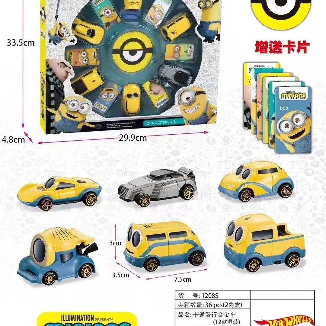 Minions Inertia Alloy Car Boy Racing Model Educational Fun Competition Toy Cartoon Sliding Alloy Car