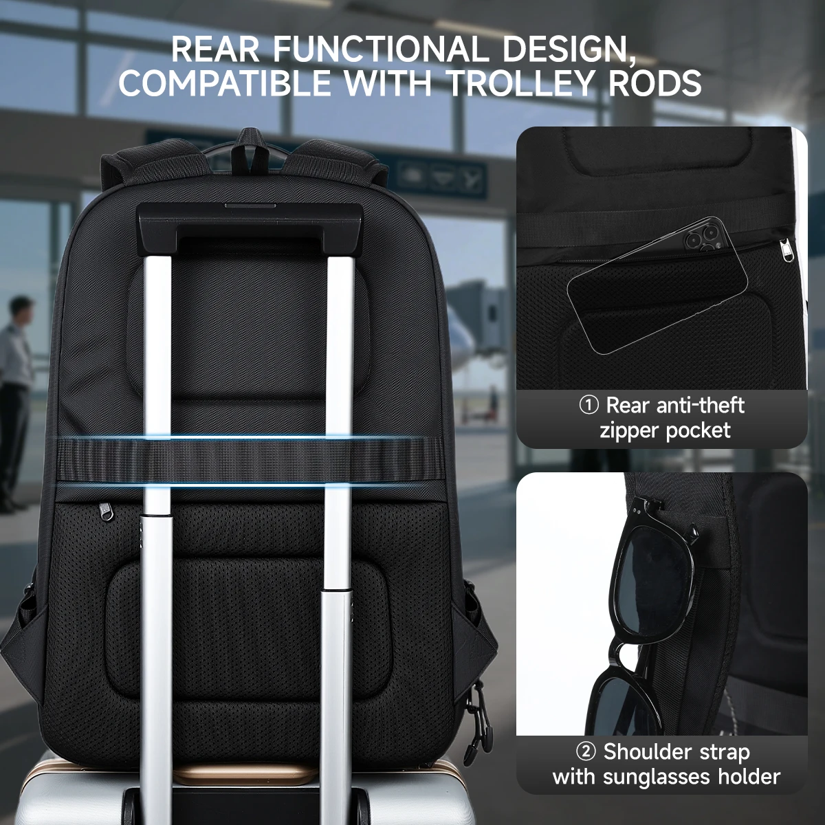 حقيبة ظهر عصرية للرجال من Tigernu مع جيب للأحذية 180 ° فتح الحقائب الذكور حقيبة المدرسة كمبيوتر محمول حقائب الظهر المدرسية #6