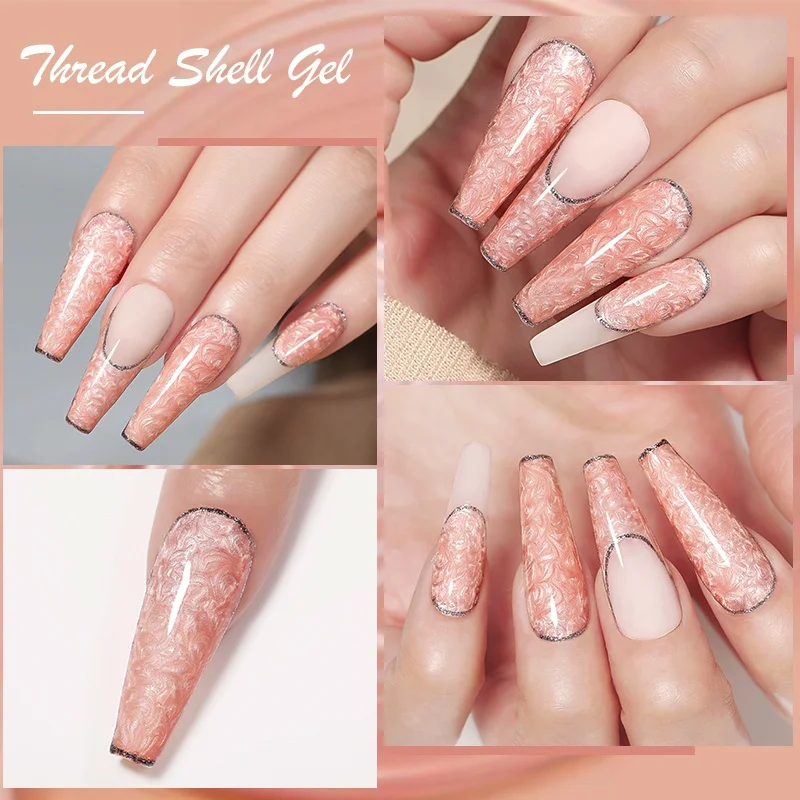 LILYCUTE 7ML เพิร์ลสีเล็บเจลเปลือกด้าย Glitter เล็บกึ่งถาวรการก่อสร้างเจลเคลือบเงา