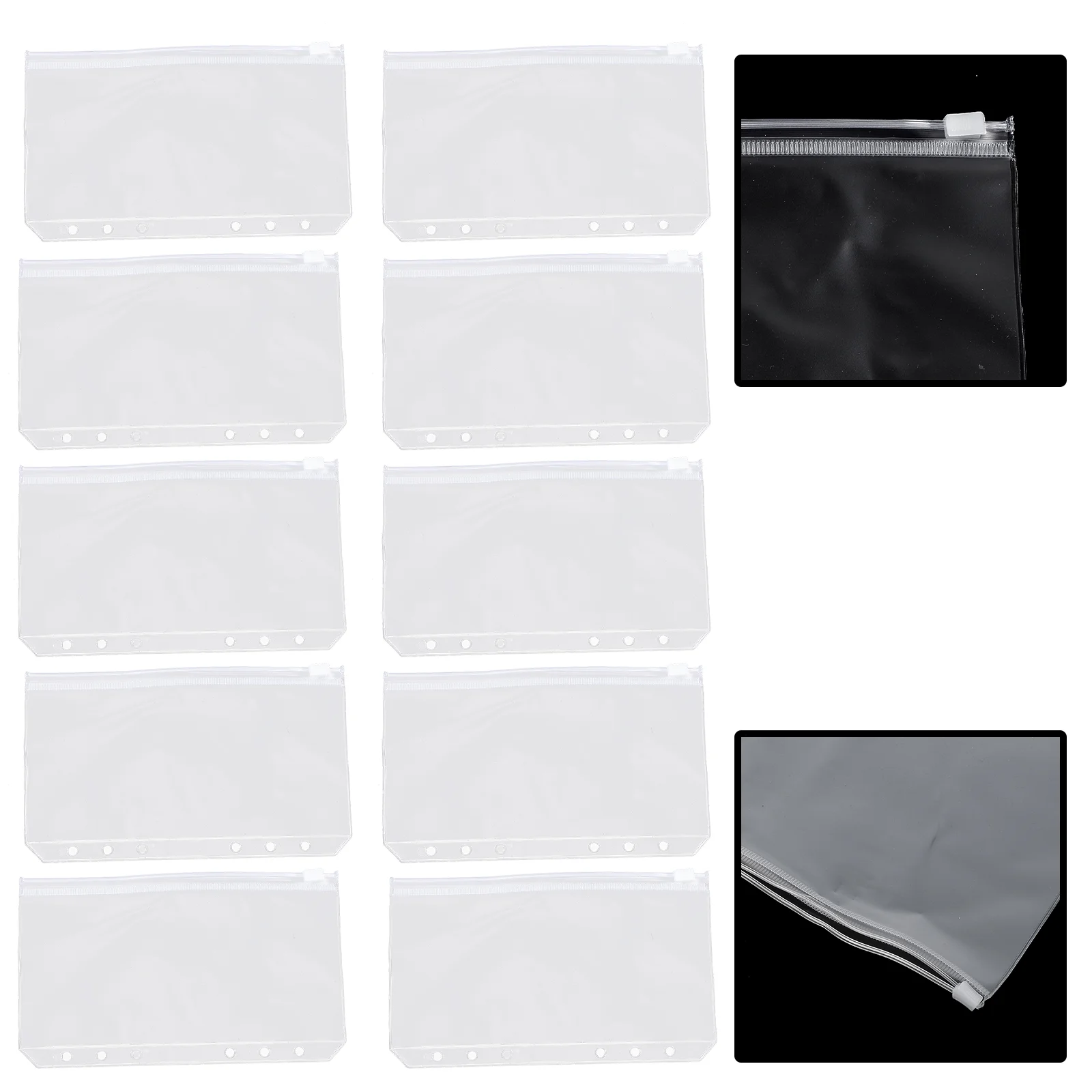 

10 Pcs Loose Leaf Zipper Bag Bill Storage Pouch Loose-leaf Pockets The Notebook Envelope Binder Folders Pvc Tickets Clips