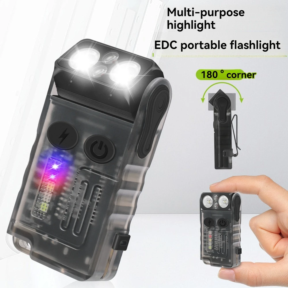 

FUNNYDEER V20 EDC Head Rotation Keychain Flashlight Portable Mini Torch Type-C Rechargeable With Magnet Clip Camping Lantern