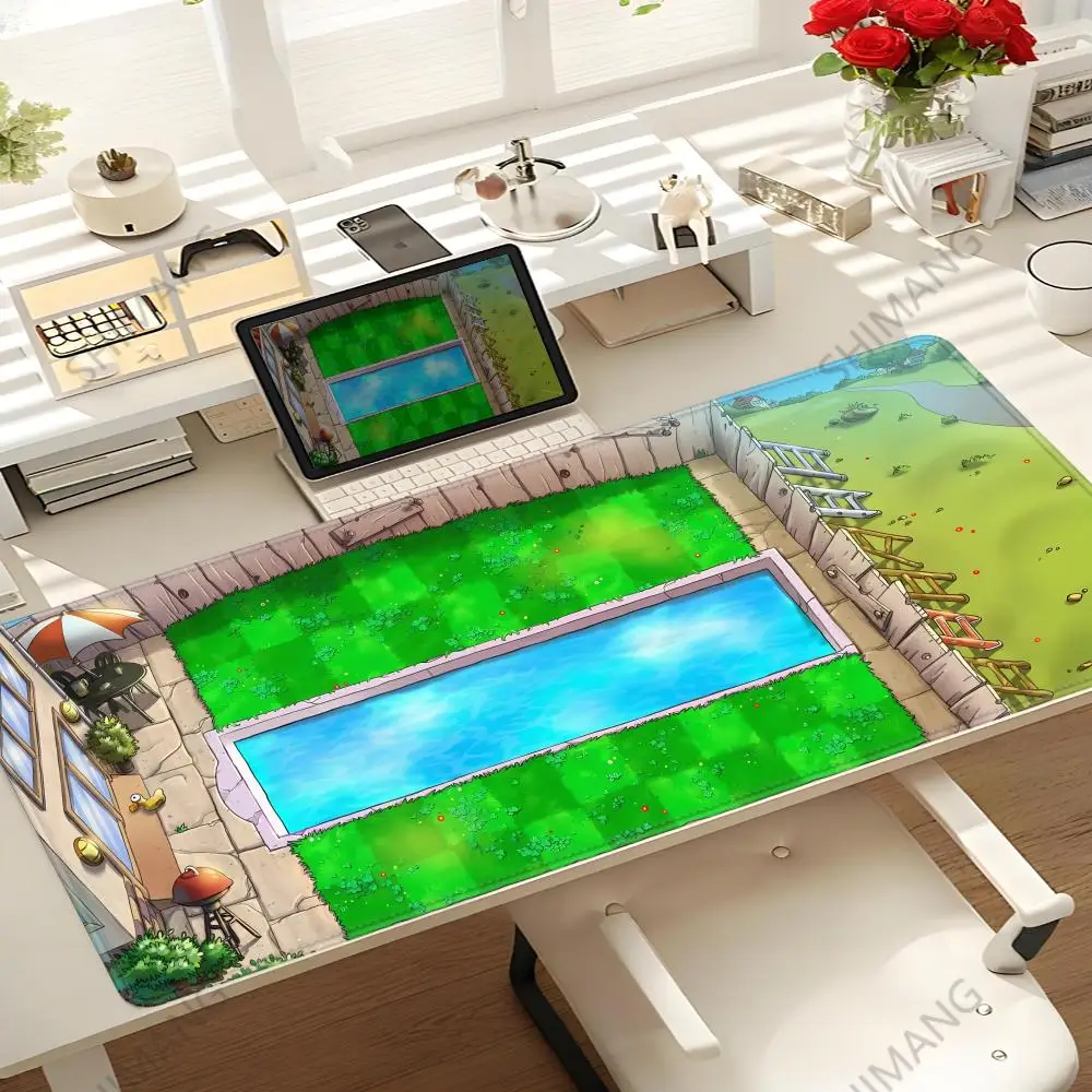 XXL لوحة المفاتيح حصيرة مكتبية النباتات مقابل زومبي PVZ خرائط ماوس الوسادة 90x40 سنتيمتر tapis دي souris الكمبيوتر teclado mecânico Deskpad ملحقات الكمبيوتر المحمول