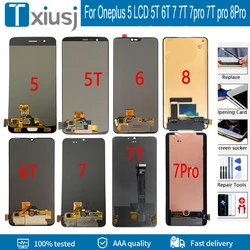 AMOLED For Oneplus 5 LCD 5T 6T 7 7T 7pro 7T pro 8Pro 9R 9Pro LCD Display Touch Screen Replacement For Oneplus 6 Display