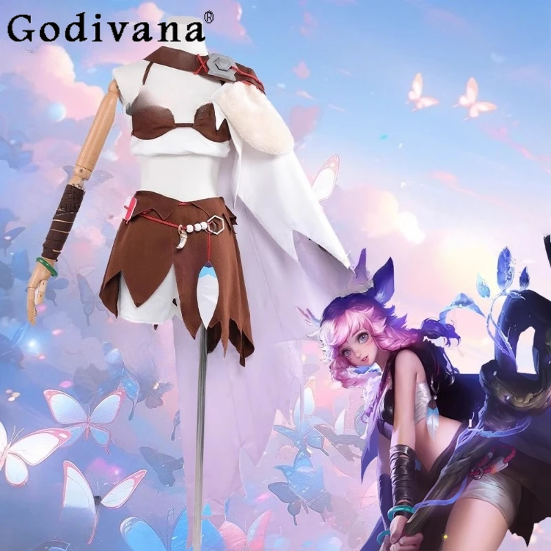 

Women Halloween Carnival Party Suit Fantasia Freja Cosplay Costume Set Girls Freya Hooded Cloak Gloves Belt Necklace Outfits