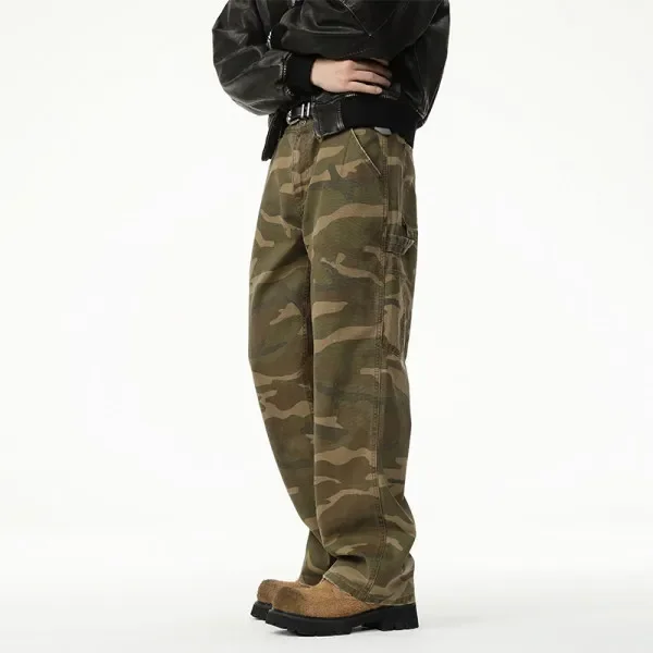 Pantalon de moto pour hommes, Streetwear, mode Hip Hop, ample, décontracté, Camouflage, pur coton, Denim, Cargo