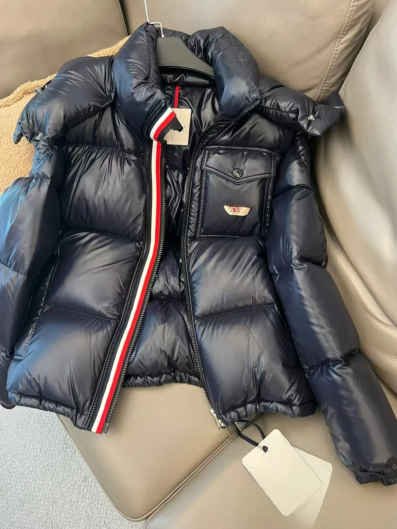 MONTBELIARD Dreifarbige gewebte Taschen-Daunenjacke, atmungsaktiv, wasserdicht, winddicht, langlebig, High-Down-Content Herren-Puffermantel