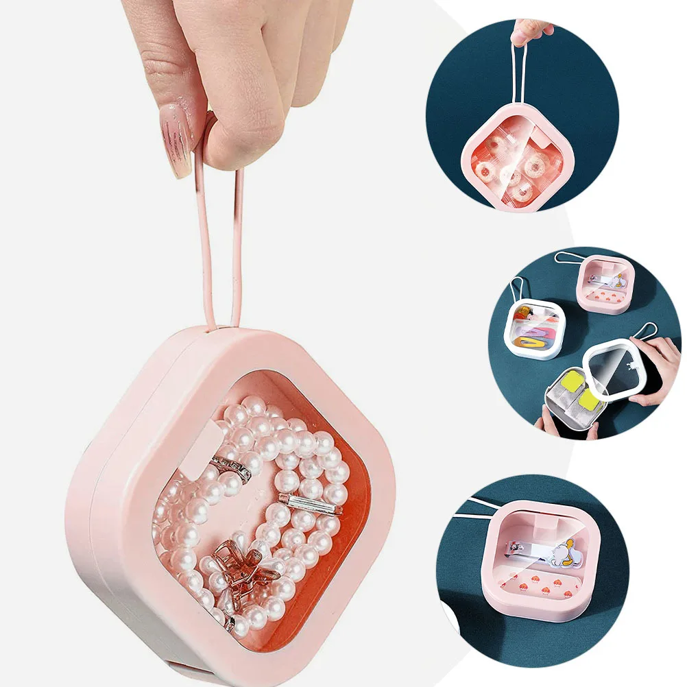 

2pcs Hair Tie Organizer Storage Box Portable Visible Jewelry Case For Hair Clips Scrunchies Rings Watches Bobby Pin Holder