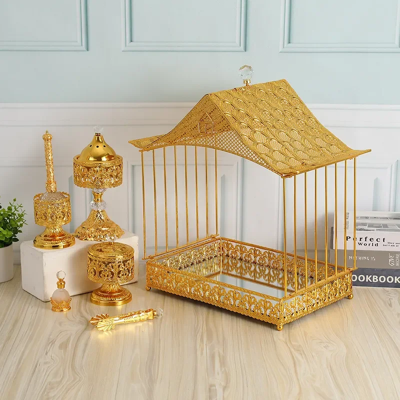 Arabian Metal Incense Burner Basket Ornament for Living Room Dining Table Decor Creative Aromatherapy Holder Middle East