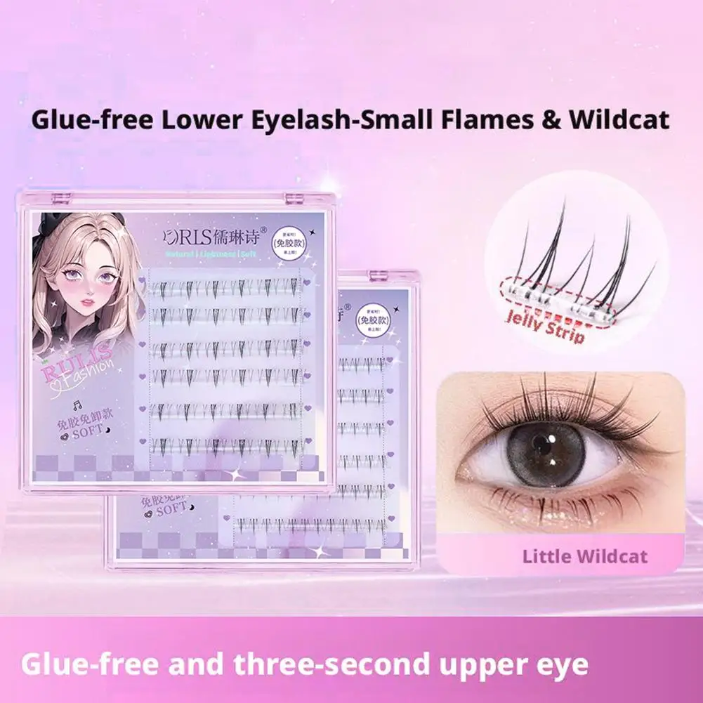 Glue-free lower false eyelashes Natural self-adhesive Individual Cluster Ultra-thin lash stems DIY Eyelash Extension Makeup Tool