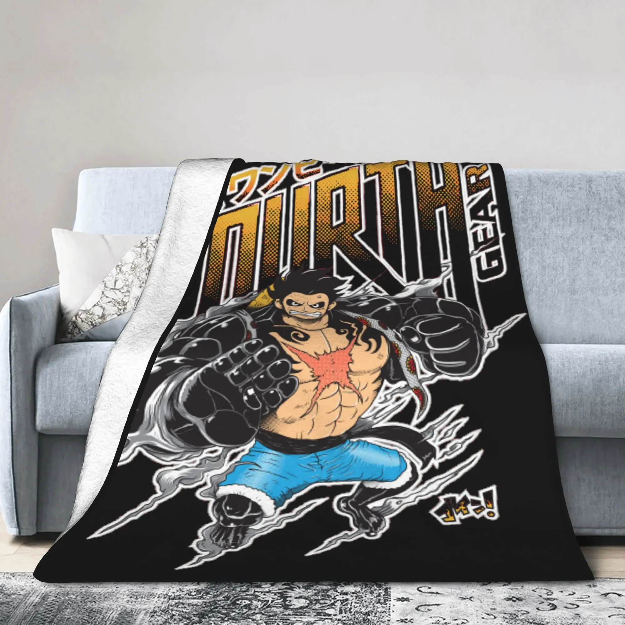 Luffy Gear 4 Mantas de punto, manta polar súper suave para cama, dormitorio, edredón