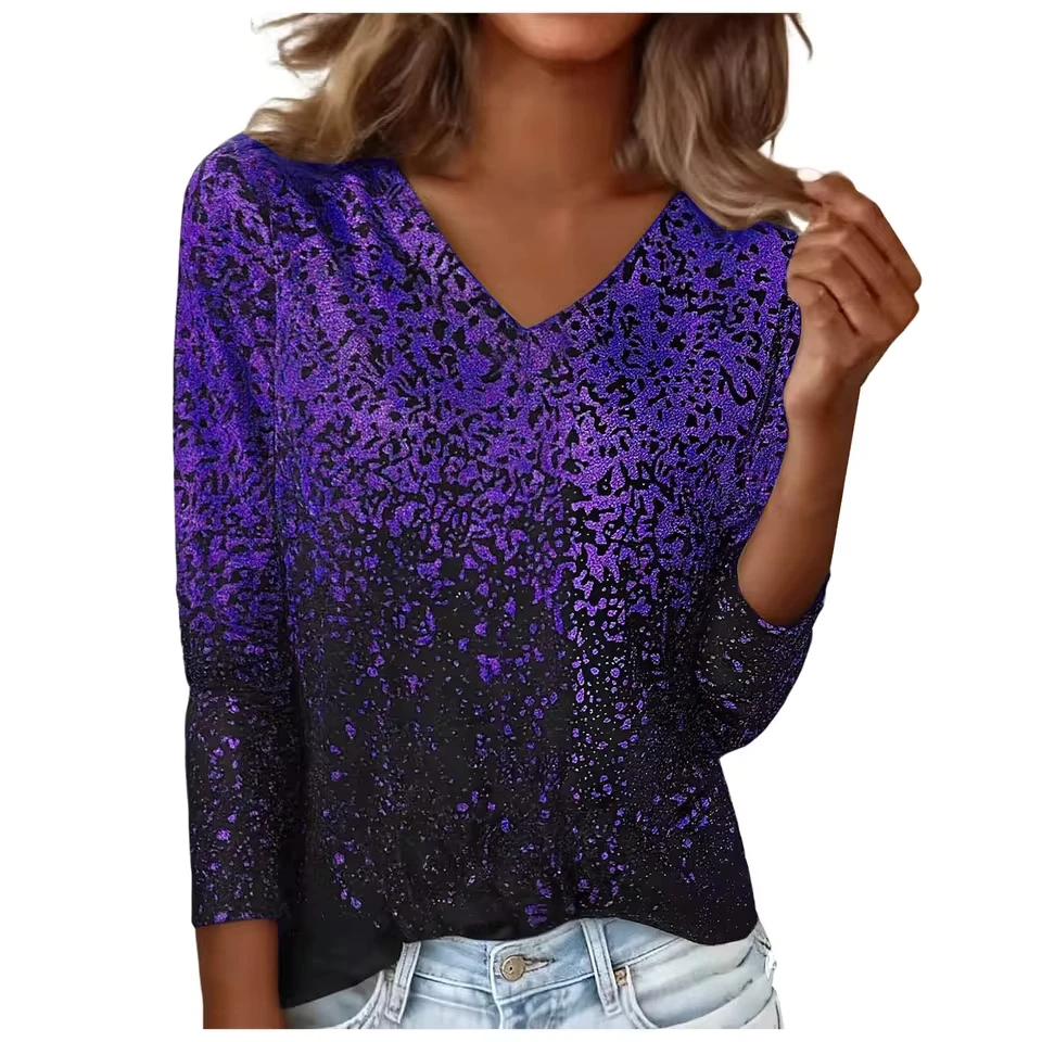 

V Neck Sequin Tops For Women Long Sleeve Glitter Sparkly Shirts Dressy Date Night Party Holiday Outfits Linen Camp Shirt Women