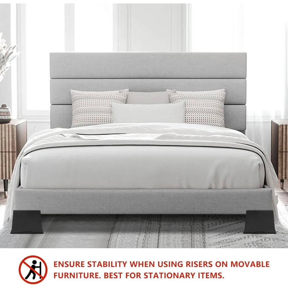 4 pacotes de elevadores de cama de 6 polegadas, resistentes, elevadores de móveis de grandes dimensões, elevadores de cama extra largos para mesa, sofá, dormitório duplo XL, Couc