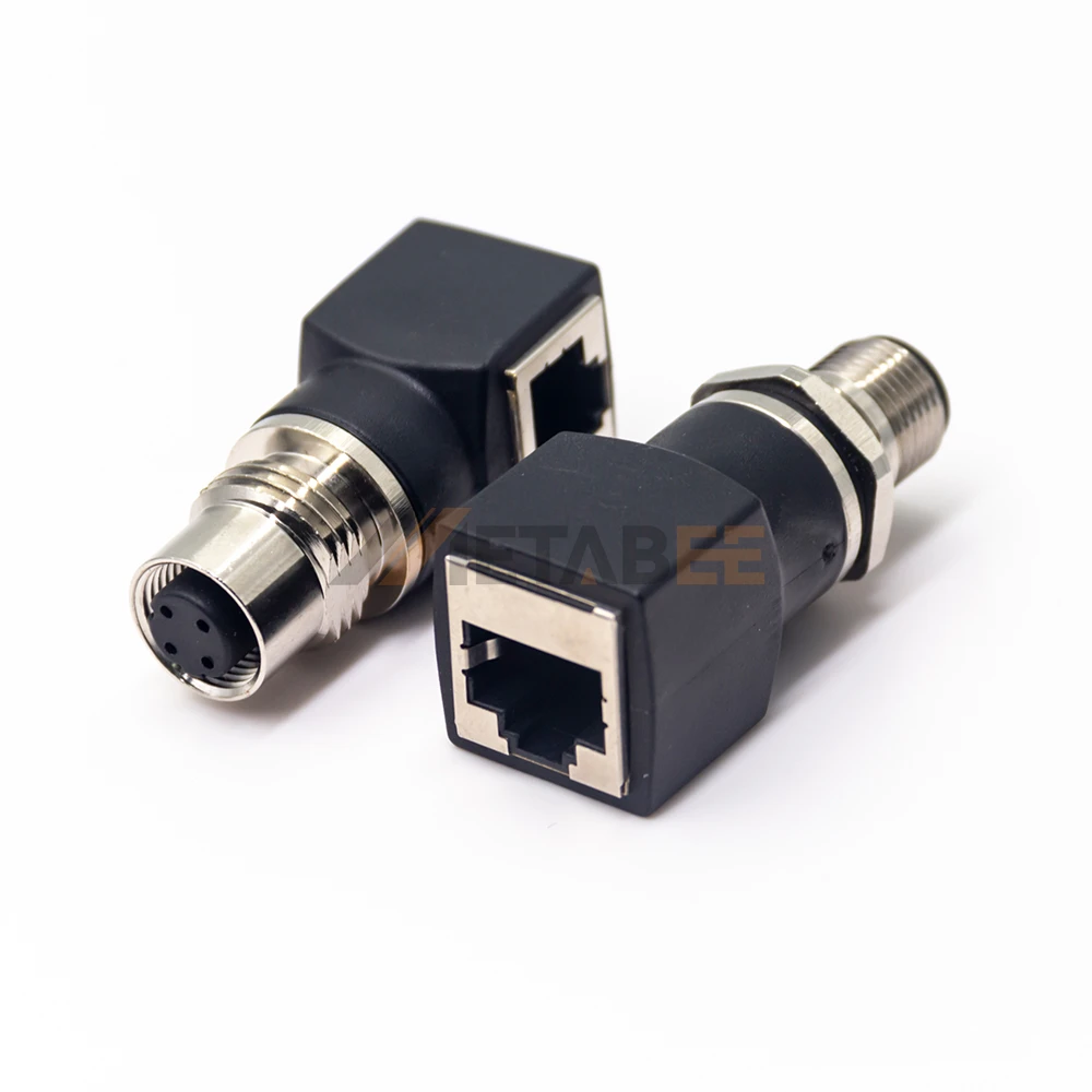 M12 RJ45 Adapter 8 Pin Bulkhead Copper Contact for Ethernet Railway 4/8 Pin 4Pin/8Pin AC/DC X Coded Connectors Bulk Connectors view 4