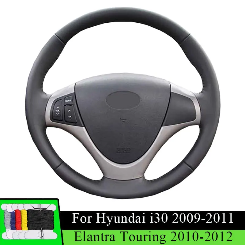 

Car Steering Wheel Cover For Hyundai i30 2009-2011 Elantra Touring 2010-2012 Fiber leather Car Steering Wrap Hand Sewing Black