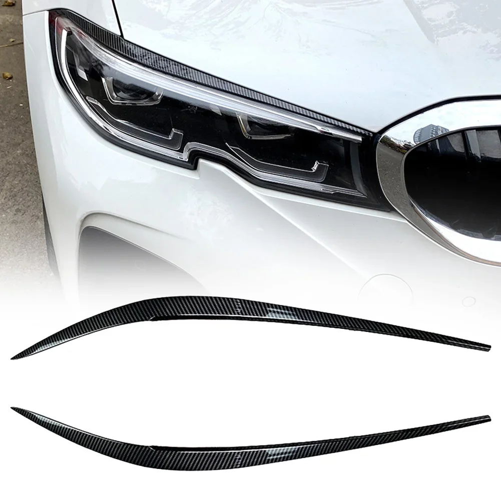 FOR BMW 3 Series G20 19-22 330i M340i REAL CARBON FIBER HEADLIGHT COVER EYE LID Easy To Install ABS