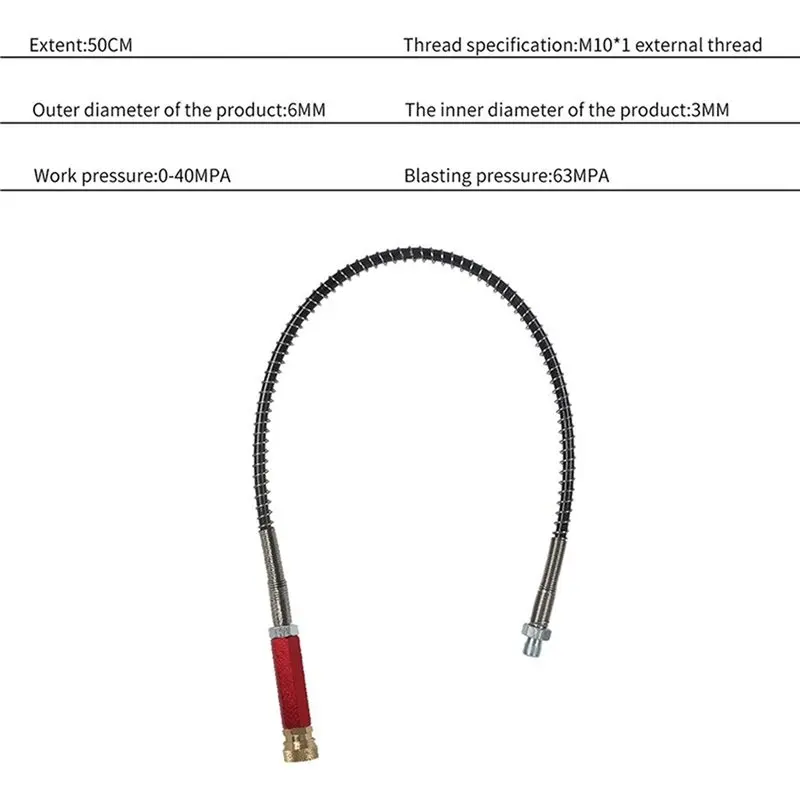 [B17B!】 High-Pressure Inflation Hose With Spring, 63Mpa Pump Hose, 6Mm Female Quick-Connect Steel& Copper Fittings, 4500Psi