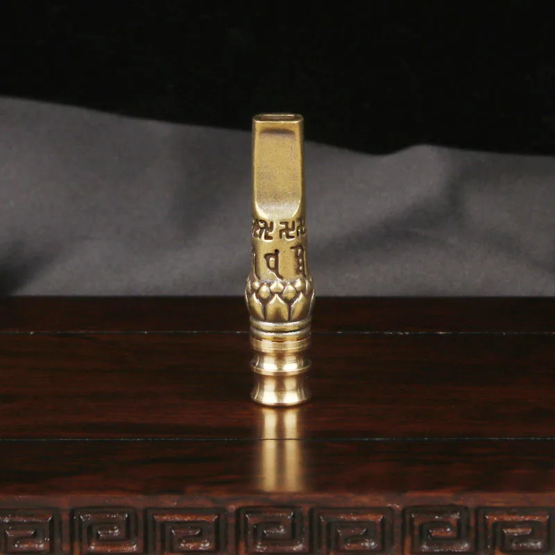 Brass Lotus Six Word Motto Cigarette Holder Detachable Filter Element China-Chic Pipe Portable Cigarette Rod Traditional Cigaret