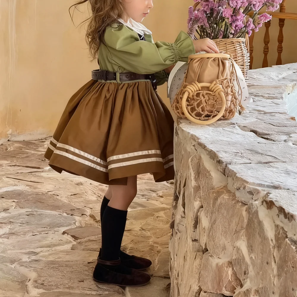 فستان تنكري للأداء بطابع الثعلب للفتيات مع أحزمة وإكسسوارات ربطة عنق للأطفال ملابس للحفلات الراقصة وهدايا حفلات أعياد الميلاد الليلية