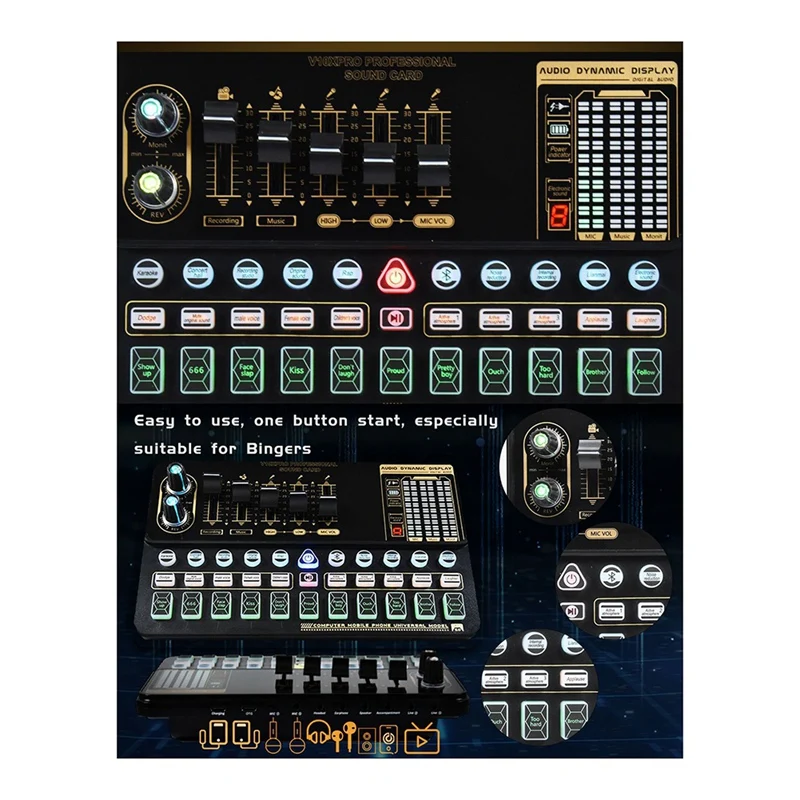 Podcast Equipment Bundle Live Sound Card Variant Bm800 Microphone Complete Set Of Live Broadcasting Parts Accessories