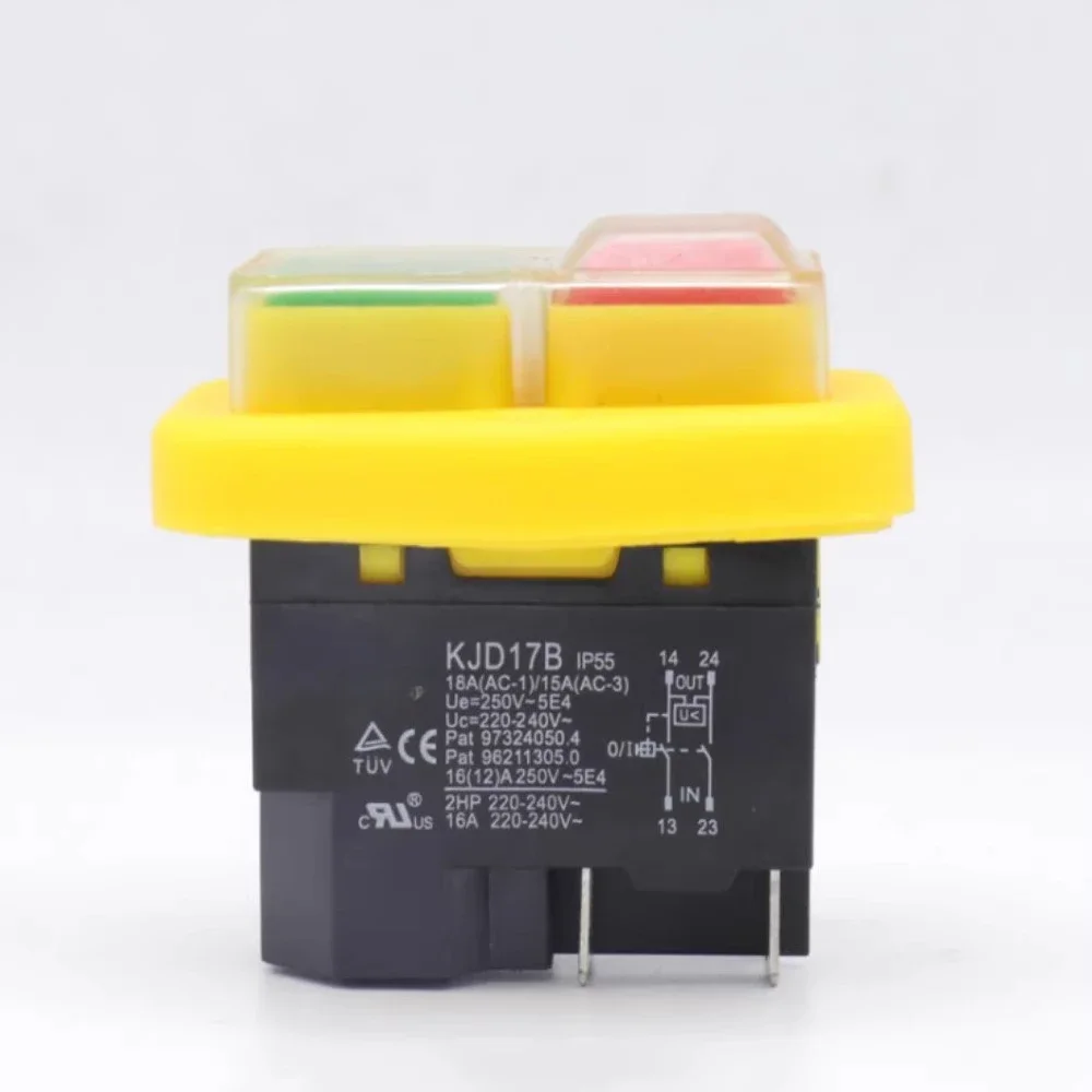 KJD17B waterproof button switch 220V-240V 16A 4-pin/5-pin power tool undervoltage protection