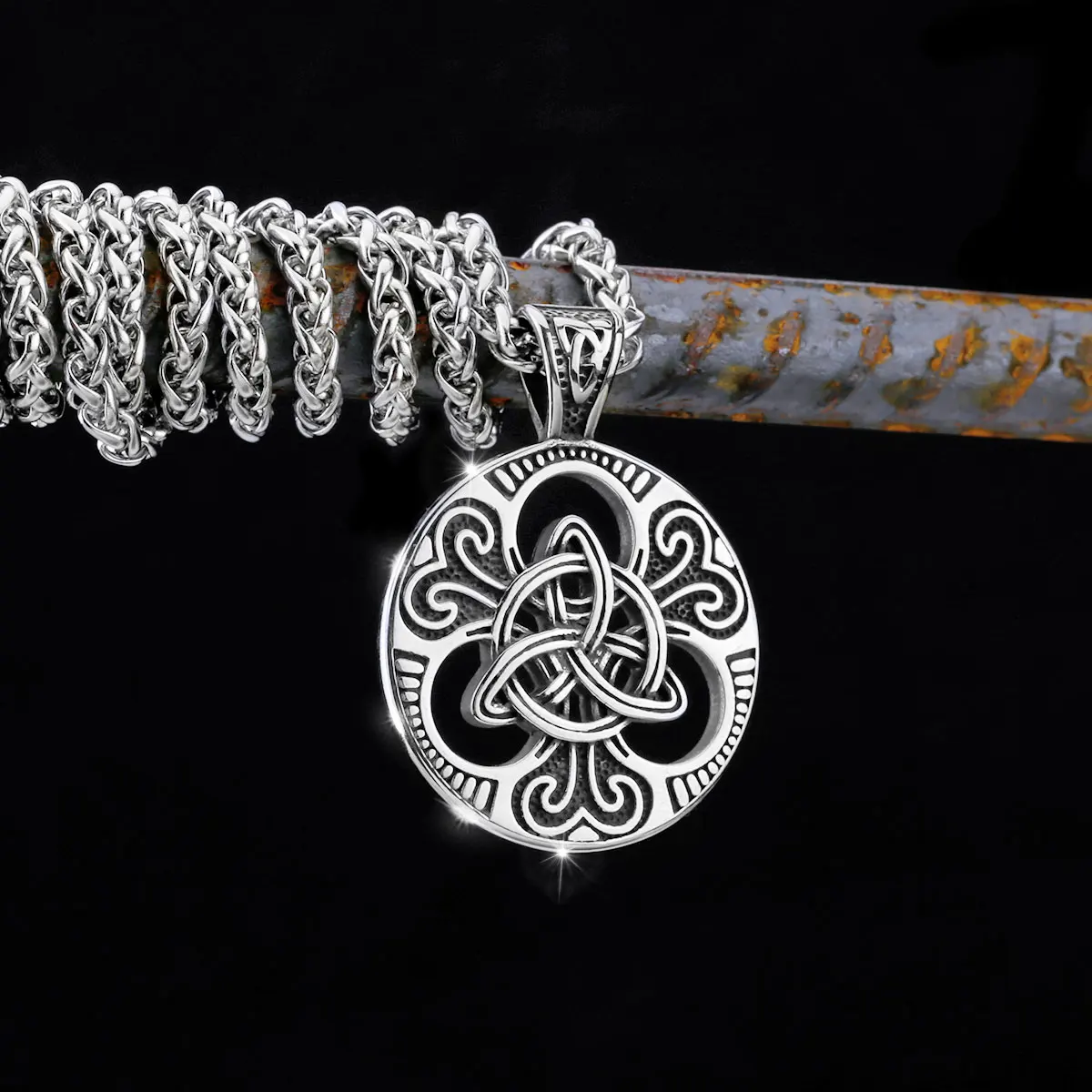 Retro Norse Rune Celtic Knot Necklace Gold Color Stainless Steel Viking Symbols Valknut Pendant Punk Male Gift Jewelry Wholesale - Image 2