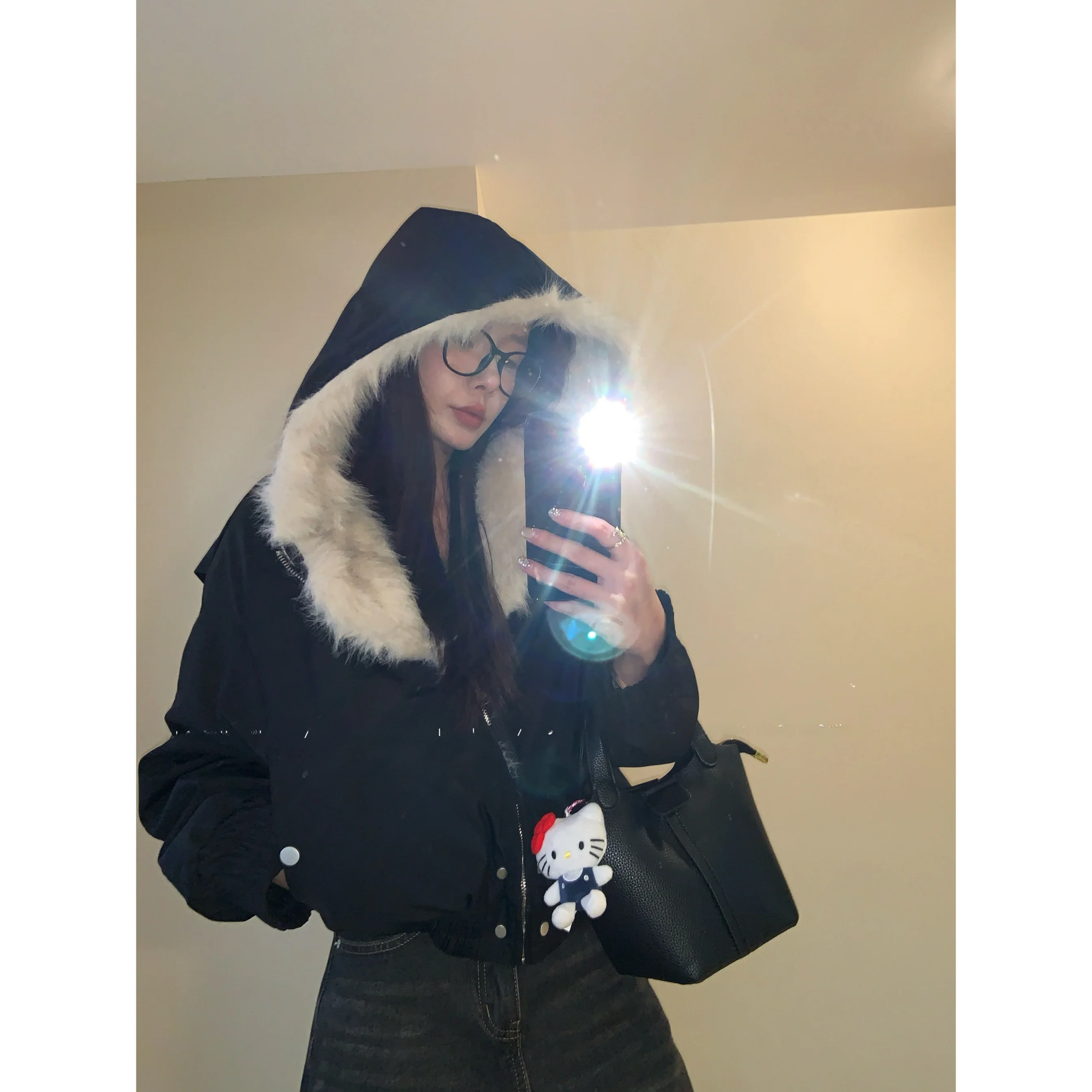 

Bla ort Fur Jaet Design Sense Mountain Eagle Small Size Wuli Multifunctional Commuter Sle Cotton Jaet for Women