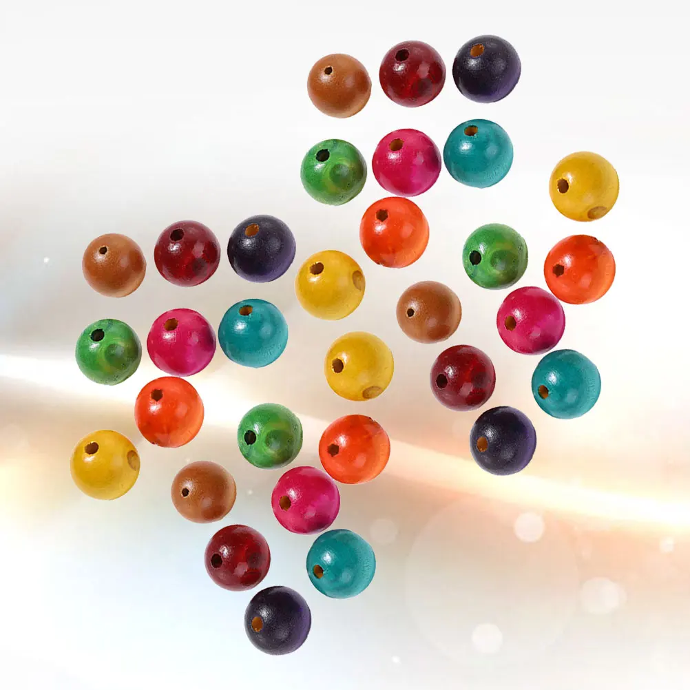 

400pcs Colored Beads Wooden Jewelry for Girls Making Kids Beaded Round Crafting