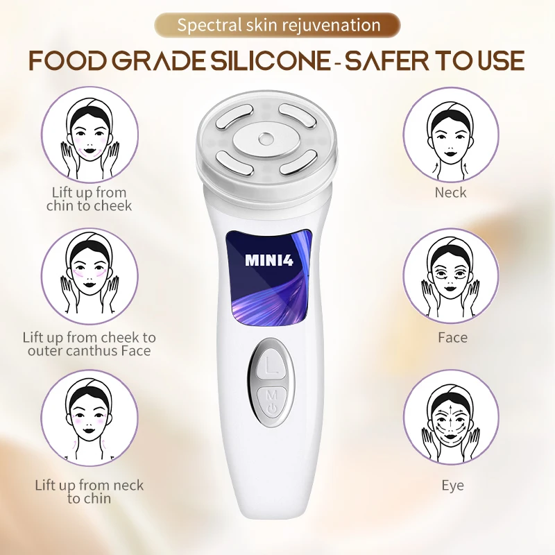 Mini máquina de elevação hifu ems, quente, ultrassônica, massagem facial e ocular, aperto da pele, hidroterapia doméstica, equipamento de beleza