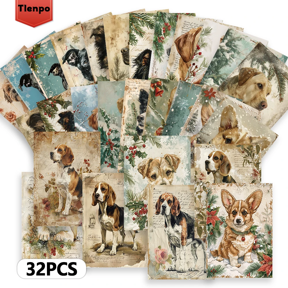 Cartes postales de chien de noël 32 pièces, cadeau Vintage pour enseignant d'halloween, fournitures scolaires de noël de rentrée scolaire, carte de décoration murale, décoration de maison