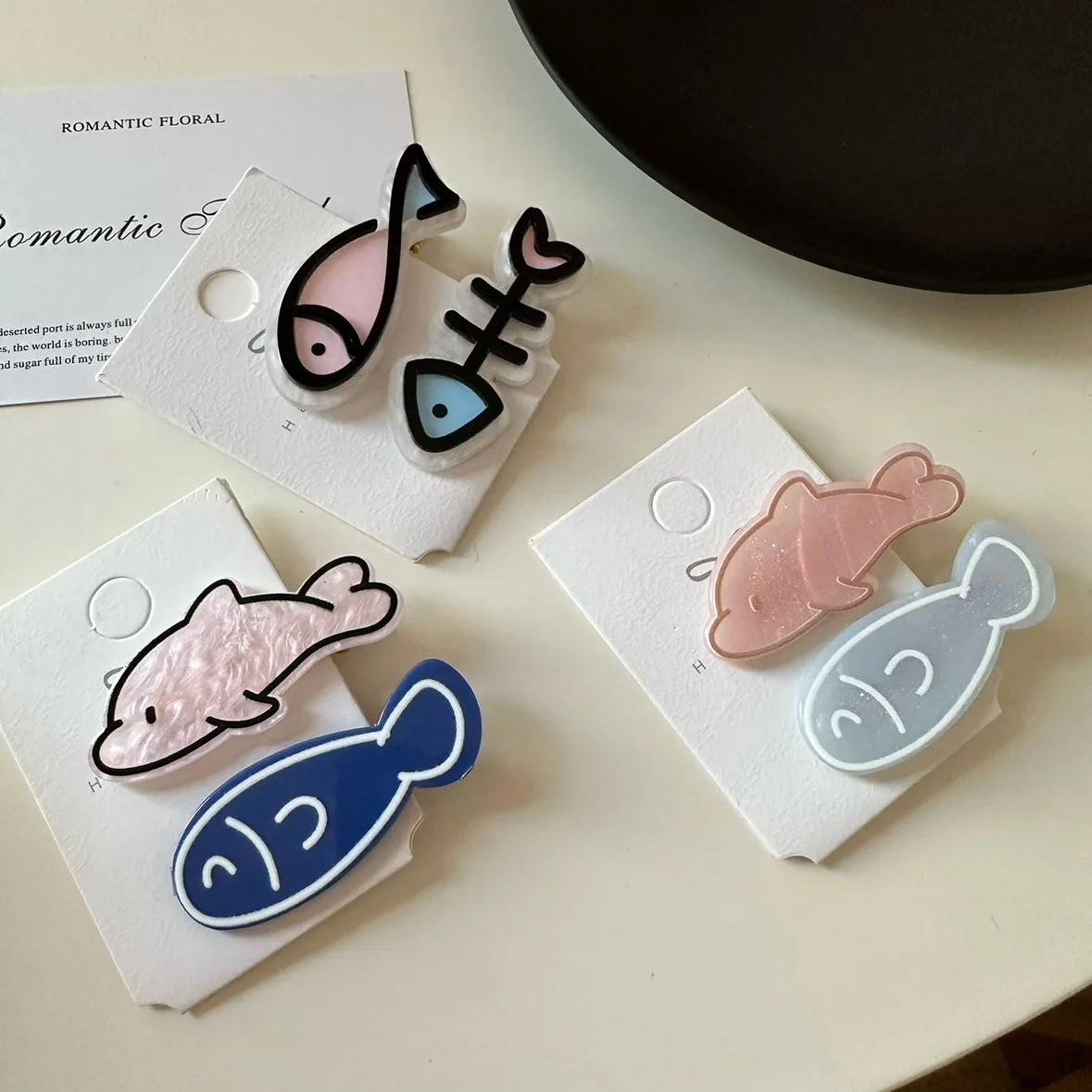 

Korean Cute Fish Bone Hair Clips for Side Fringe Small Resin Non Slip Strong Durable Lightweight for Daily Use Girl