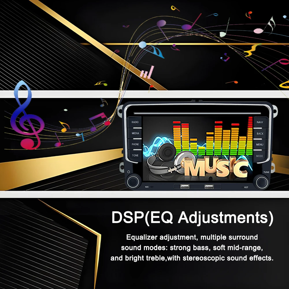 ل VW Volkswagen سيارة مشغل وسائط متعددة Android13 7 ''شاشة تعمل باللمس سيارة راديو ذكي لتحديد المواقع والملاحة DSP WiFi 4G Carplay اللاسلكية