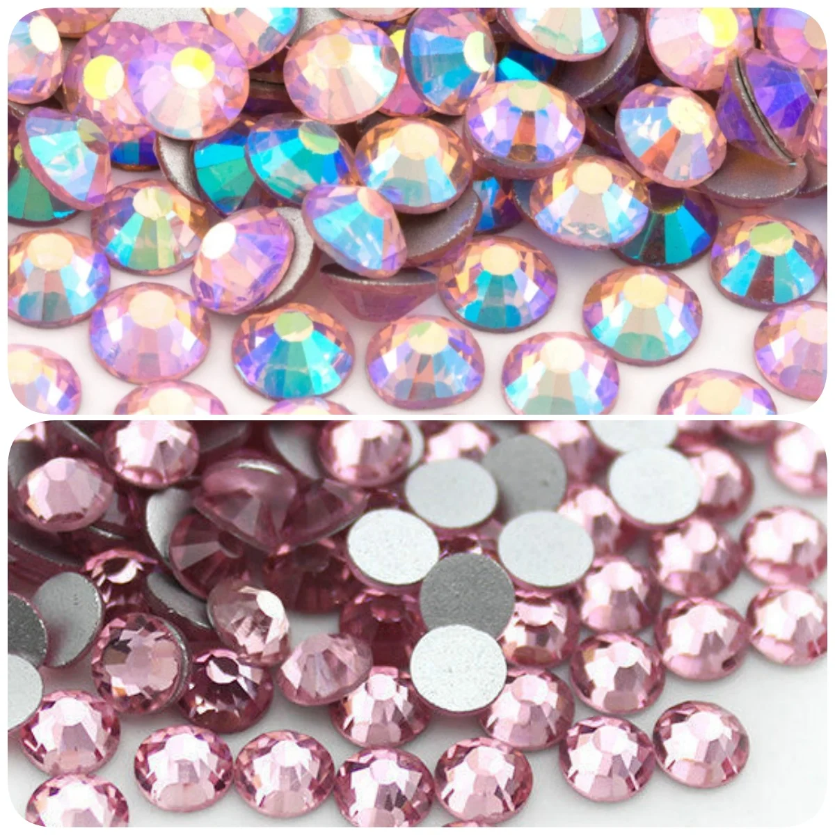 Lt Pink AB SS16 SS20  Crystals for Nail Rhinestones Glass Flatback for crafting Art Make up Bags Shoes Clothes Decoration DIY